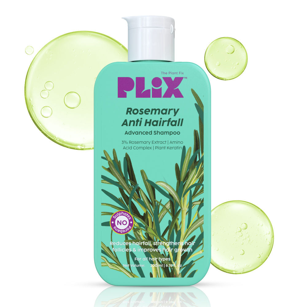 Plix Rosemary Anti-Hairfall Advanced Shampoo for Gentle Cleansing | Stronger, Fuller Hair (200ml)