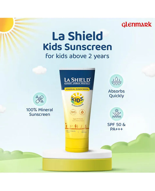LA Shield Kids Mineral Sunscreen SPF50 PA+++, Age 2+ Years, No Chemical Filter (50g)