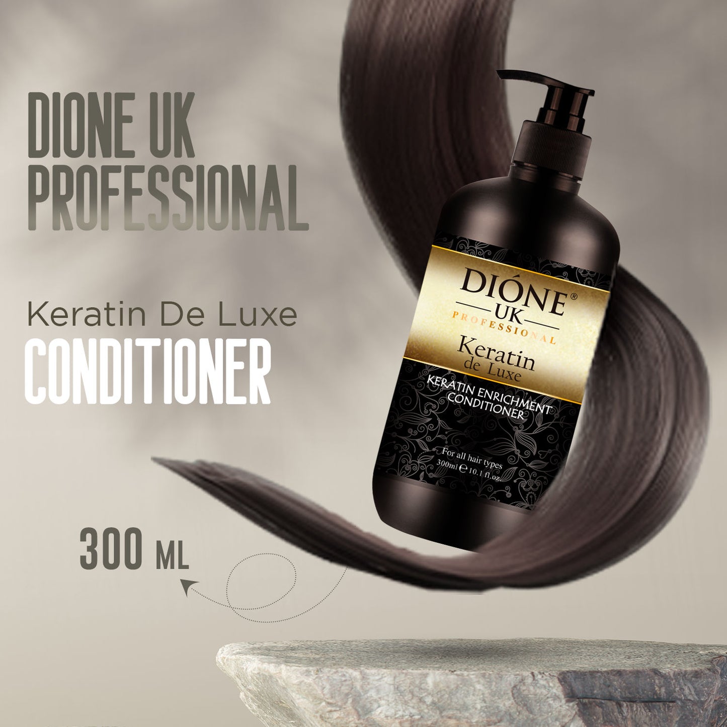 Dione UK Keratin De Luxe Conditioner – Keratin Enriched Hair Repair 300 ml