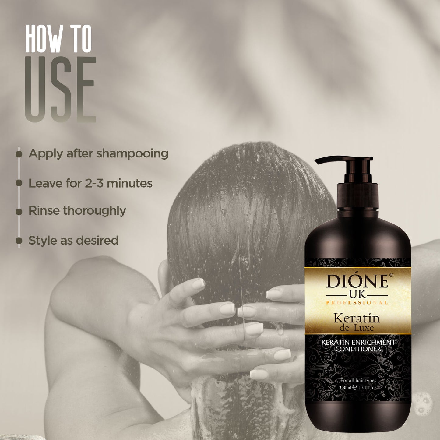 Dione UK Keratin De Luxe Conditioner – Keratin Enriched Hair Repair 300 ml