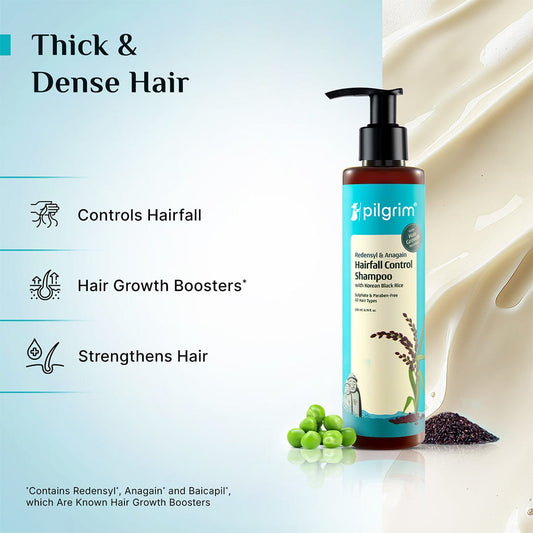 Pilgrim Redensyl & Anagain Hairfall Control Shampoo with Korean Black Rice – 200ml