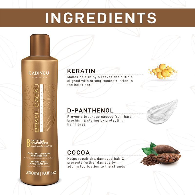 Cadiveu Brasil Cacau Anti Frizz Conditioner – Smooth & Silky Hair (300ml)