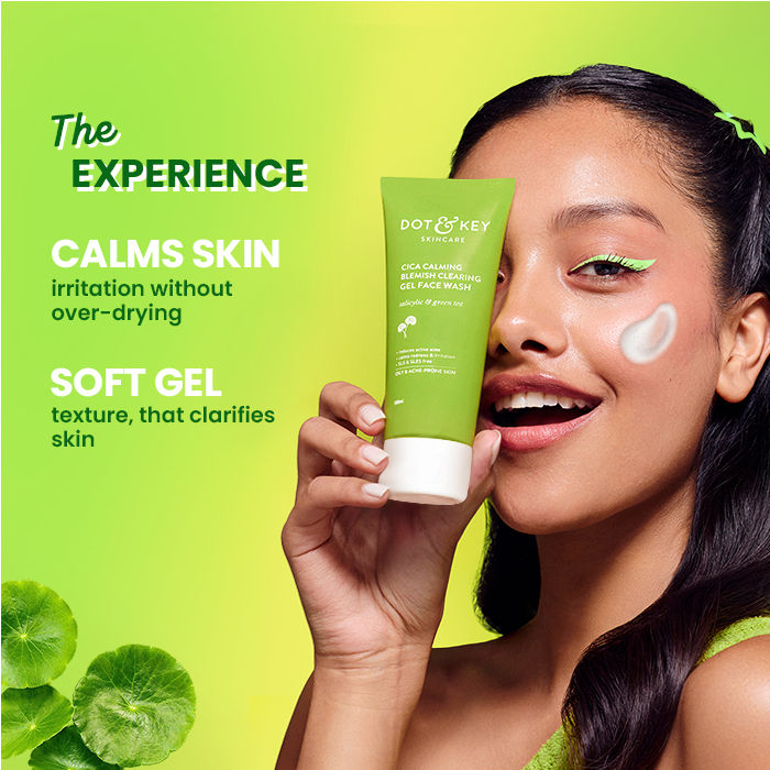 Dot & Key Cica Calming Blemish Clearing Face Wash – Gentle Cleanser for Acne-Prone Skin (100ml)