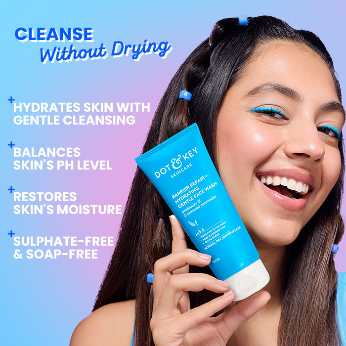 Dot & Key Barrier Repair Hydrating Face Wash – Gentle Cleanser for Dry & Sensitive Skin (100ml)
