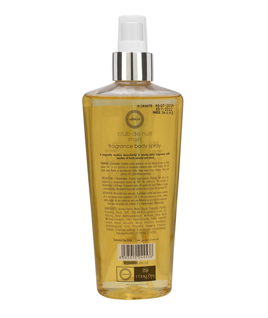 Armaf Tres Nuit Body Mist for Men - 250ml | Elegant, Fresh & Long-Lasting Fragrance