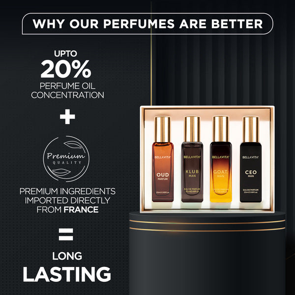 Bellavita Luxury Perfume Gift Set For Men - 4 x 20ml