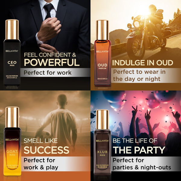Bellavita Luxury Perfume Gift Set For Men - 4 x 20ml