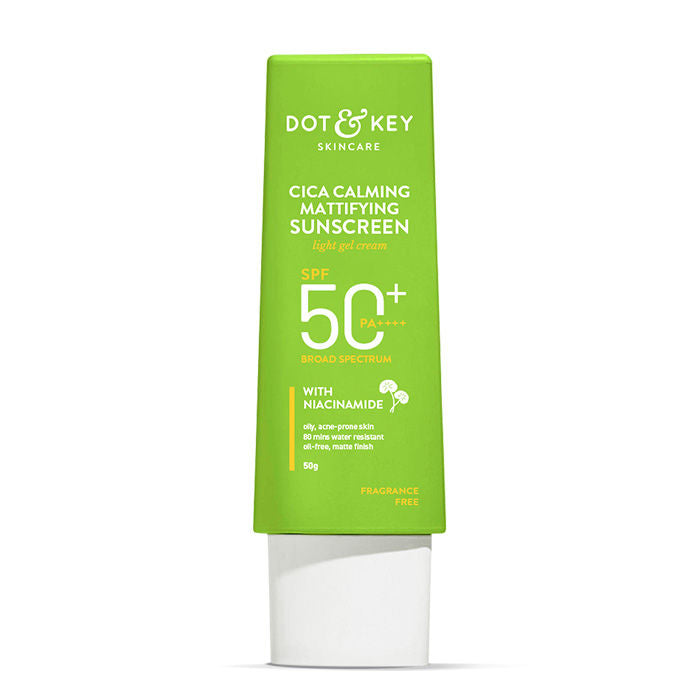 Dot & Key Cica Calming Mattifying Sunscreen Niacinamide SPF 50+ PA++++ For Oily Acne Prone & Sensitive Skin Light Gel Cream (50g)