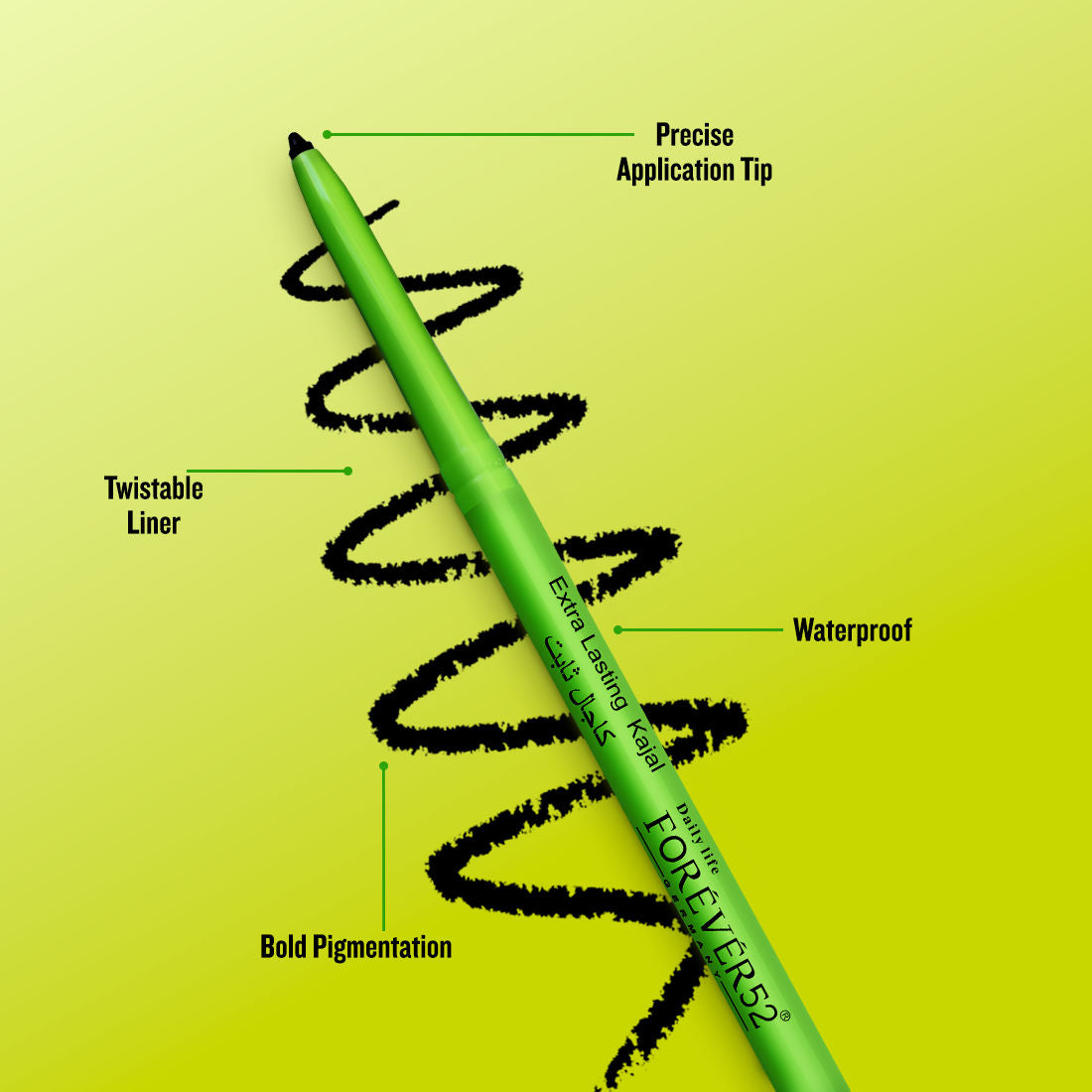 Forever 52 Amazonic Extra Lasting Kajal – Intense Black, Smudge-Proof & Long-Lasting