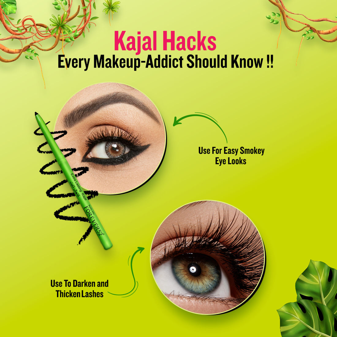 Forever 52 Amazonic Extra Lasting Kajal – Intense Black, Smudge-Proof & Long-Lasting