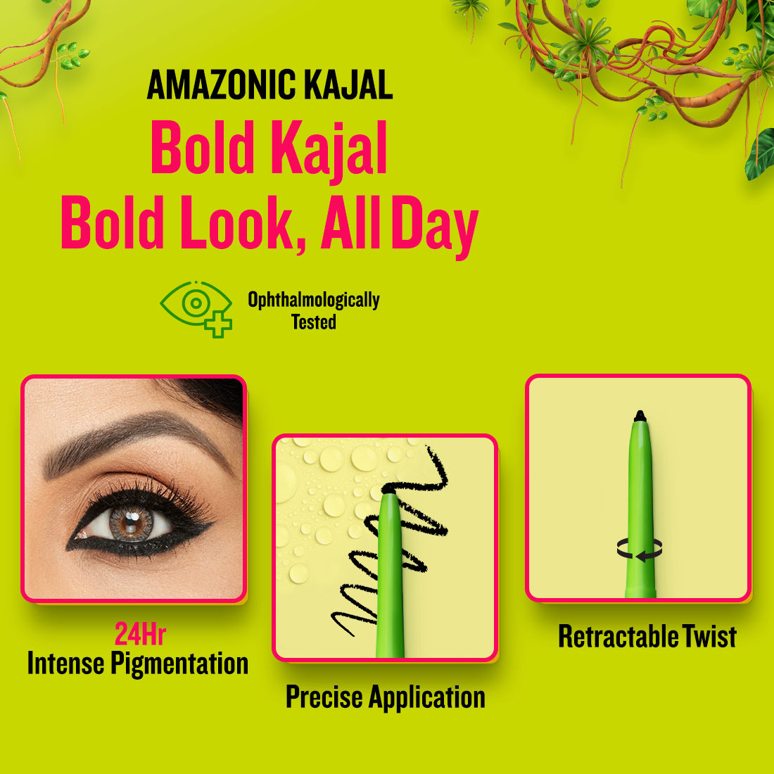 Forever 52 Amazonic Extra Lasting Kajal – Intense Black, Smudge-Proof & Long-Lasting