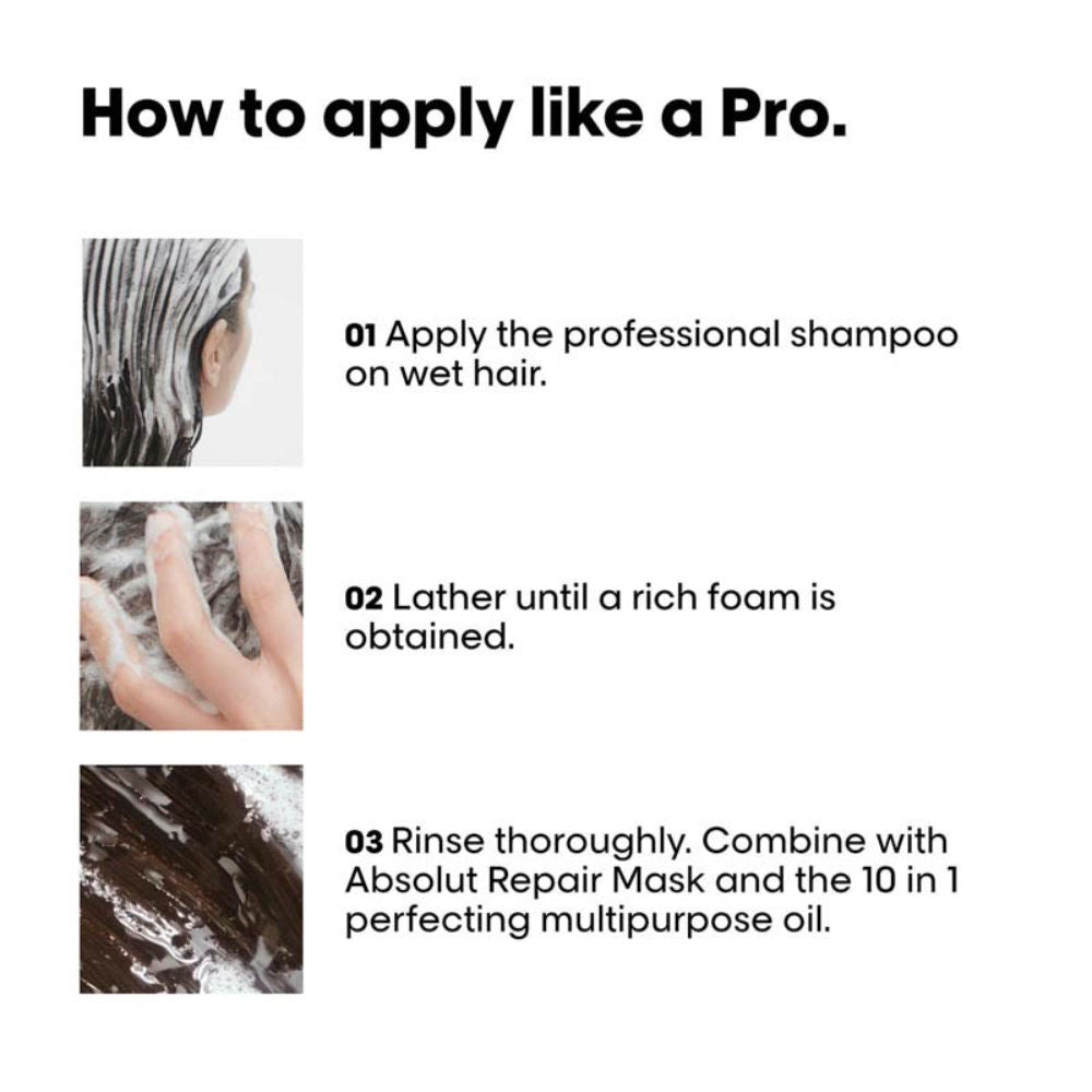 L'Oréal Professionnel Absolut Repair Shampoo For Dry and Damaged Hair With Protein & Omega-9 (300ml)
