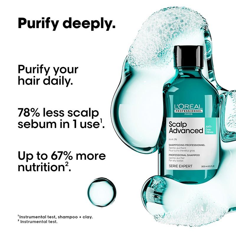 L'Oreal Professionnel Scalp Advanced Anti-Oiliness Dermo-Purifier Shampoo for Oily Scalps (300ml)