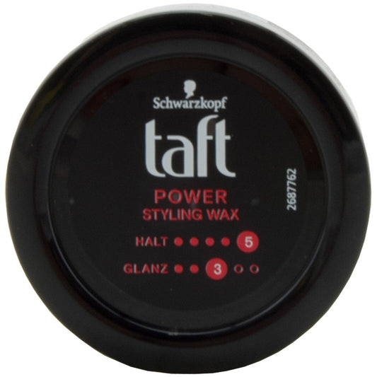 Schwarzkopf Taft Power Styling Hair Wax For Shine And Glossy Hair, Hold 5 Up to 48 Hours 75ml