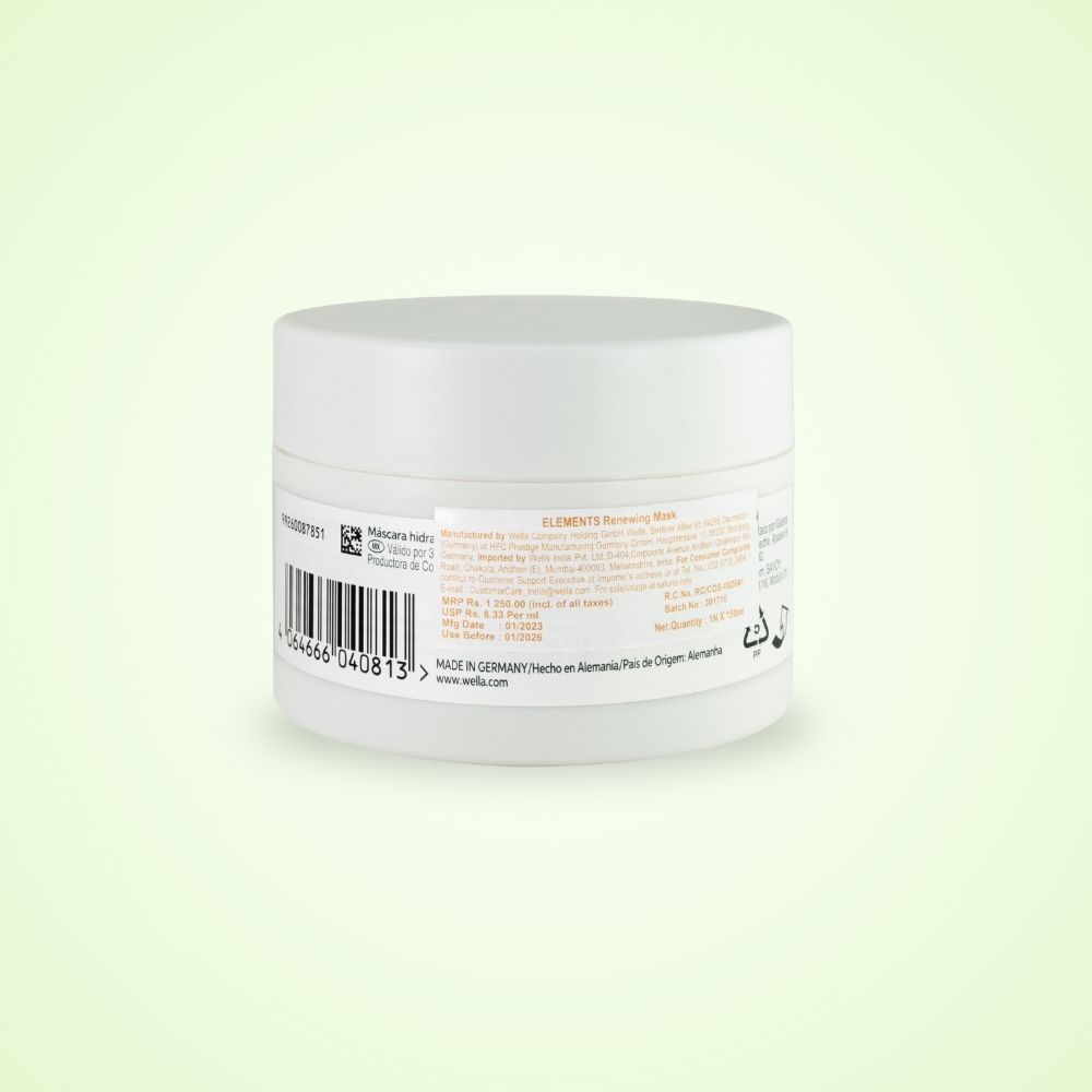 Wella Professionals Elements Renewing Sulfate & Paraben-Free Hair Mask For Frizz-Free Hair With Aloe Vera (150ml)