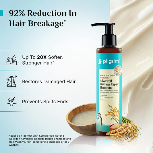 Pilgrim Advanced Damage Repair Shampoo – Korean Rice Water & Collagen (200ml)