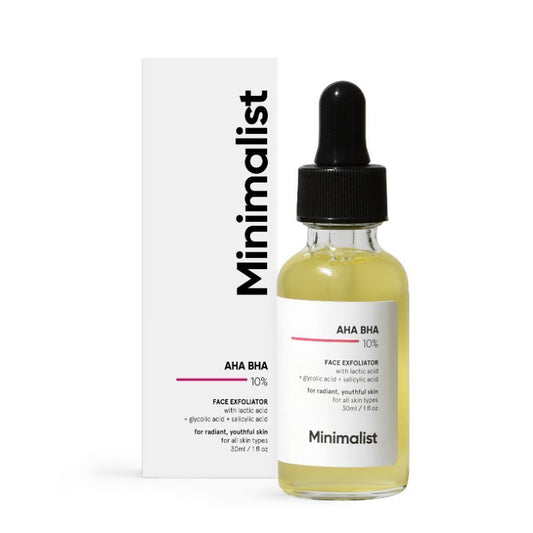 Minimalist AHA BHA 10% Face Exfoliator for Radiance & Youthful Skin – 30ml