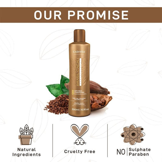 Cadiveu Brasil Cacau Anti Frizz Conditioner – Smooth & Silky Hair (300ml)