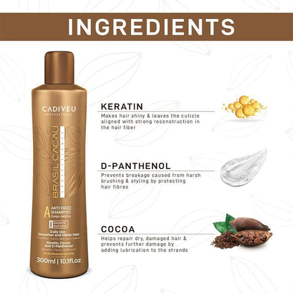 Cadiveu Brasil Cacau Anti Frizz Shampoo – Smooth & Silky Hair (300ml)