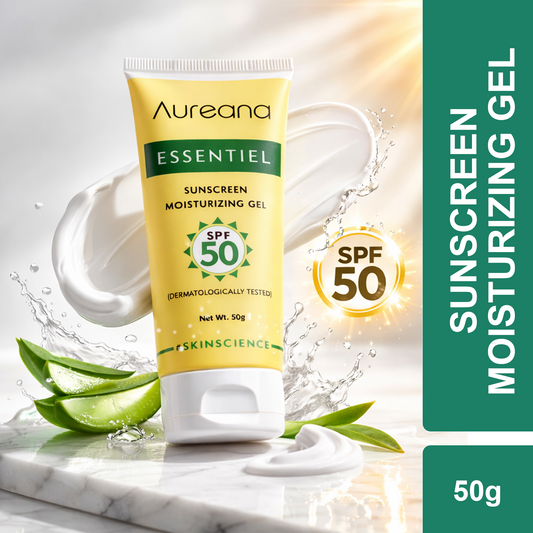 Aureana Essentiel Sunscreen Moisturizing Gel SPF 50 – Hydrating, Lightweight & Dermatologically Tested (50g)