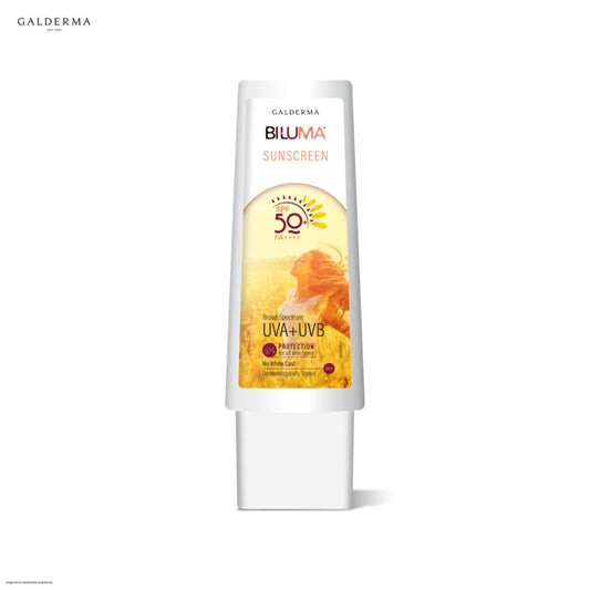 Biluma Sunscreen SPF50+, Reduces Dark Spot & Evens Skin Tone, Non Greasy, Non Sticky (50ml)
