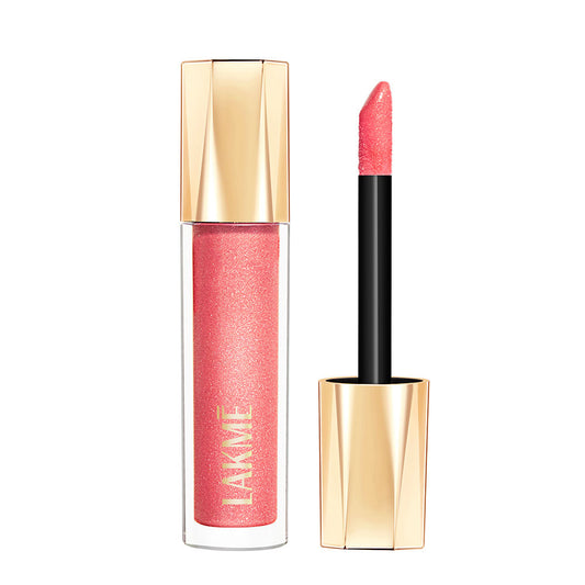 Lakme Glitterati Lip Glaze, High Shine Plumper Lip Gloss Oil with Collagen - Pink Champagne (5ml)