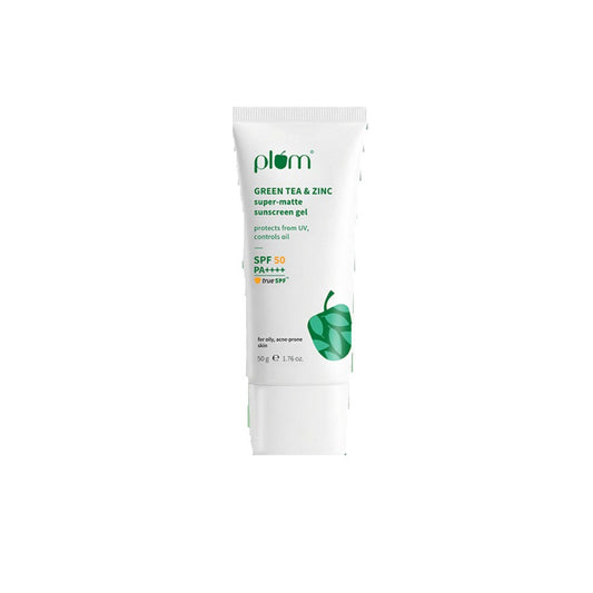 Plum Green Tea & Zinc Super-Matte SPF 50 Sunscreen Gel For Oily, Combination Skin, No White Cast (50g)