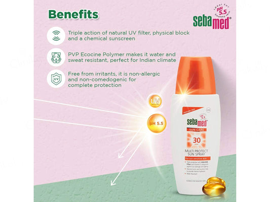 Sebamed Sun Care Multi Protect Sunscreen Spray SPF 30 For Sun Sensitive Skin (150 ml)