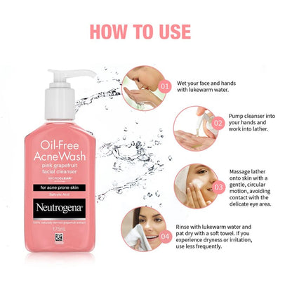 Neutrogena Oil-Free Acne Wash Pink Grapefruit Facial Cleanser – 175ml