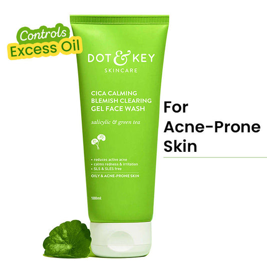 Dot & Key Cica Calming Blemish Clearing Face Wash – Gentle Cleanser for Acne-Prone Skin (100ml)