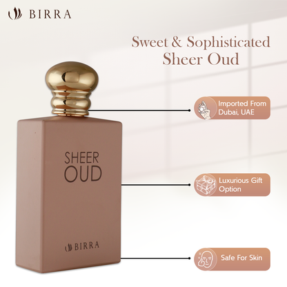 Birra Sheer Oud Eau De Parfum for Men – Long Lasting Soft Oud Luxury Fragrance (100ml)
