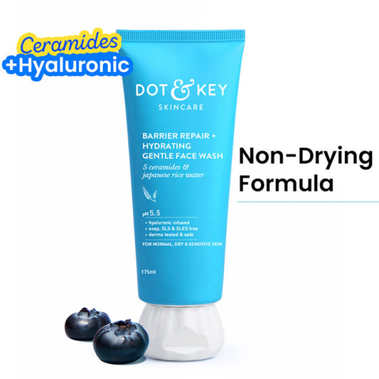 Dot & Key Barrier Repair Hydrating Face Wash – Gentle Cleanser for Dry & Sensitive Skin (175ml)