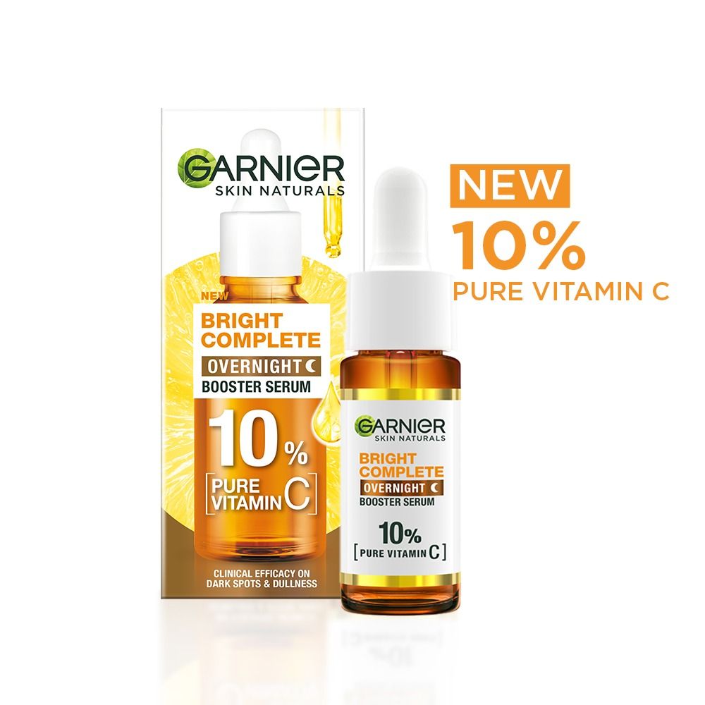 Garnier Bright Complete OverNight Booster Vitamin C + Serum With 10% Pure Vitamin C To Repair & Brighten Skin