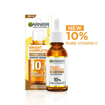 Garnier Bright Complete OverNight Booster Vitamin C + Serum With 10% Pure Vitamin C To Repair & Brighten Skin