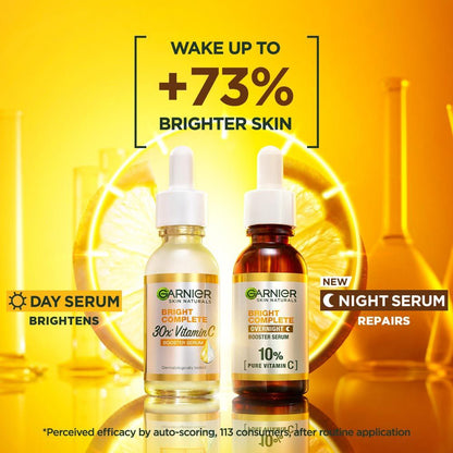 Garnier Bright Complete OverNight Booster Vitamin C + Serum With 10% Pure Vitamin C To Repair & Brighten Skin