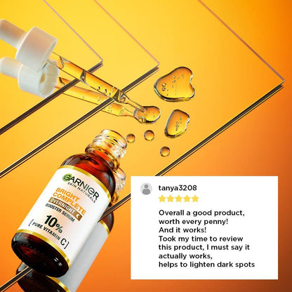 Garnier Bright Complete OverNight Booster Vitamin C + Serum With 10% Pure Vitamin C To Repair & Brighten Skin