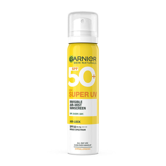 Garnier Super UV Invisible Air Mist Spray Sunscreen SPF50 PA++++ For UVA/B, Over Makeup Spray (75ml)