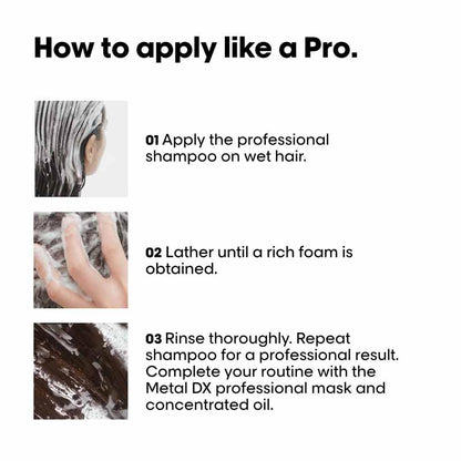 L'Oreal Professionnel Metal DX Anti-Metal Sulfate-Free, Cleansing Cream Shampoo For Hair Breakage (300ml)