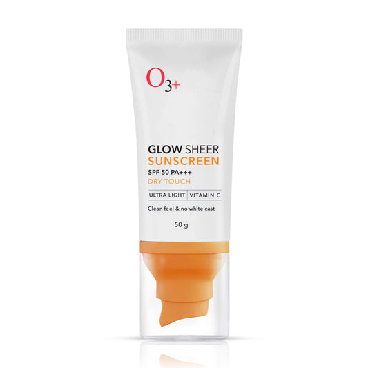 O3+ Glow Shield Sunscreen SPF 50 PA+++ – Brightening Glow, Lightweight & No White Cast (50g)